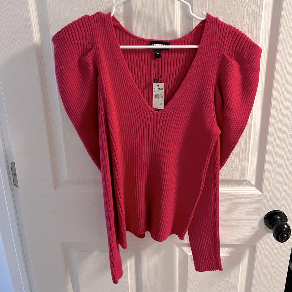 Hot pink express ruffle sweater